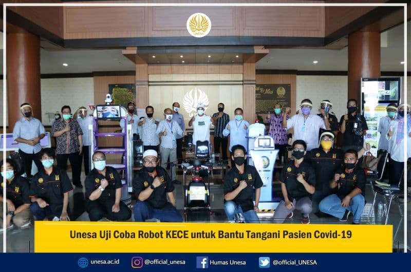 Unesa Uji Coba Robot KECE untuk Bantu Tangani Pasien Covid-19