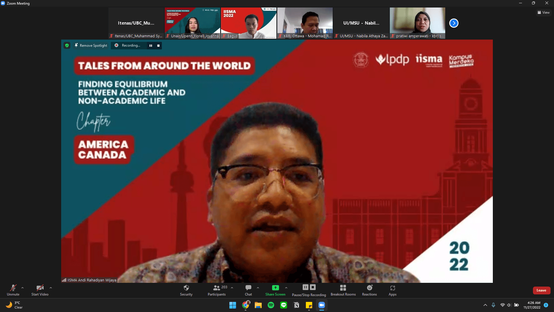 Program IISMA Kawasan America-Canada-Chile Melaksanakan Webinar “Tales from around the World: Finding Equilibrium between Academic and Non-Academic Life”